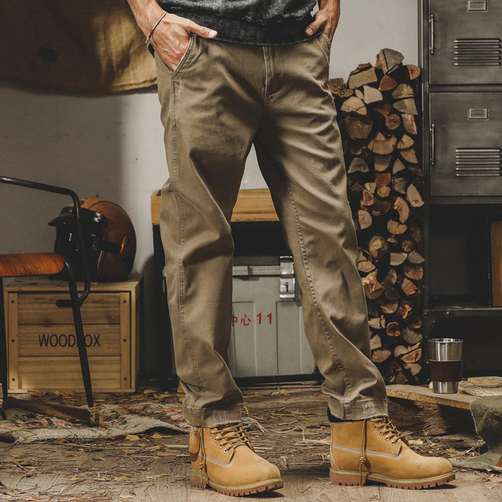 Штаны мужские хлопковые от бренда JIELEINUO ,эластичные прямые мужские повседневные