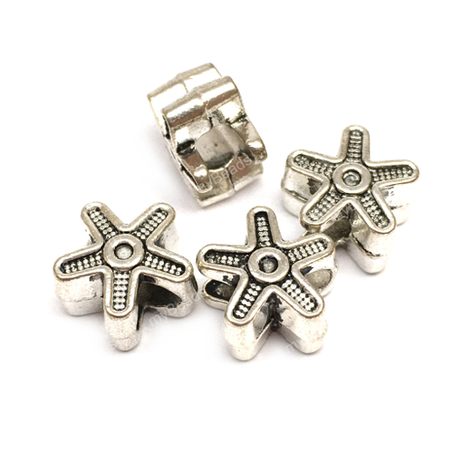 Бусины для украшений "Цветок" 12х12 мм, под серебро