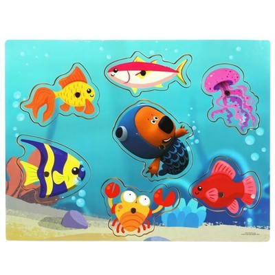 Игрушка деревянная рыбалка подводная охота "Ми-ми-мишки" 23*30см.коробка (Буратино)