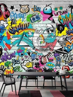 Фотообои граффити на кирпичной стене в детскую 300х270