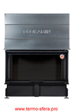 Каминная топка Экокамин ДЕЛЬТА 1200 B три стекла принтинг черный шамот