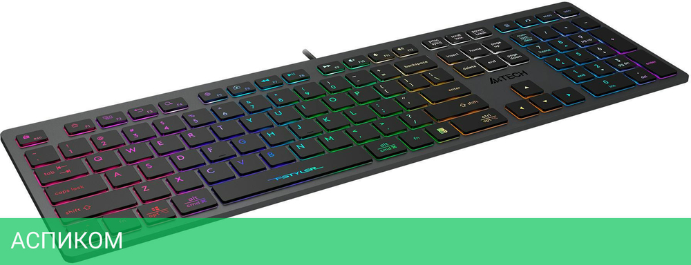 Клавиатура A4Tech Fstyler серый/неоновая подсветка (FX60H GREY/NEON)