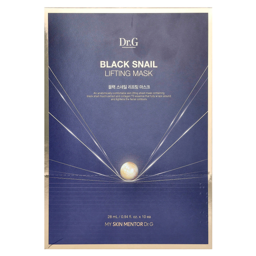 Dr. G, маска для лица с черной улиткой, 10 шт., по 28 мл (0,94 жидк. унции)