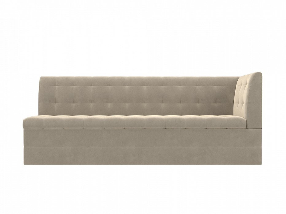 Диван кухонный прямой Бриз с углом справа, Бежевый, Микровельвет, 100378
