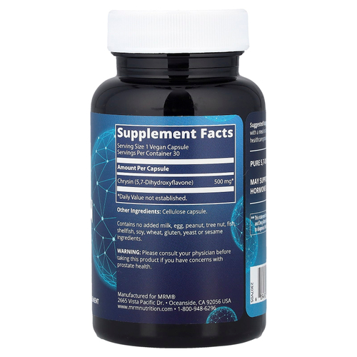 MRM Nutrition, Chrysin 500, 30 веганских капсул (500 мг в 1 капсуле)