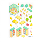 Румбокс, наклейки для творчества - антистресс блокнот, 140*195 мм, "Медвежата", розовый, MINI, 3D стикеры, 20 комнат, в комплекте пинцет, пакет с европодвесом