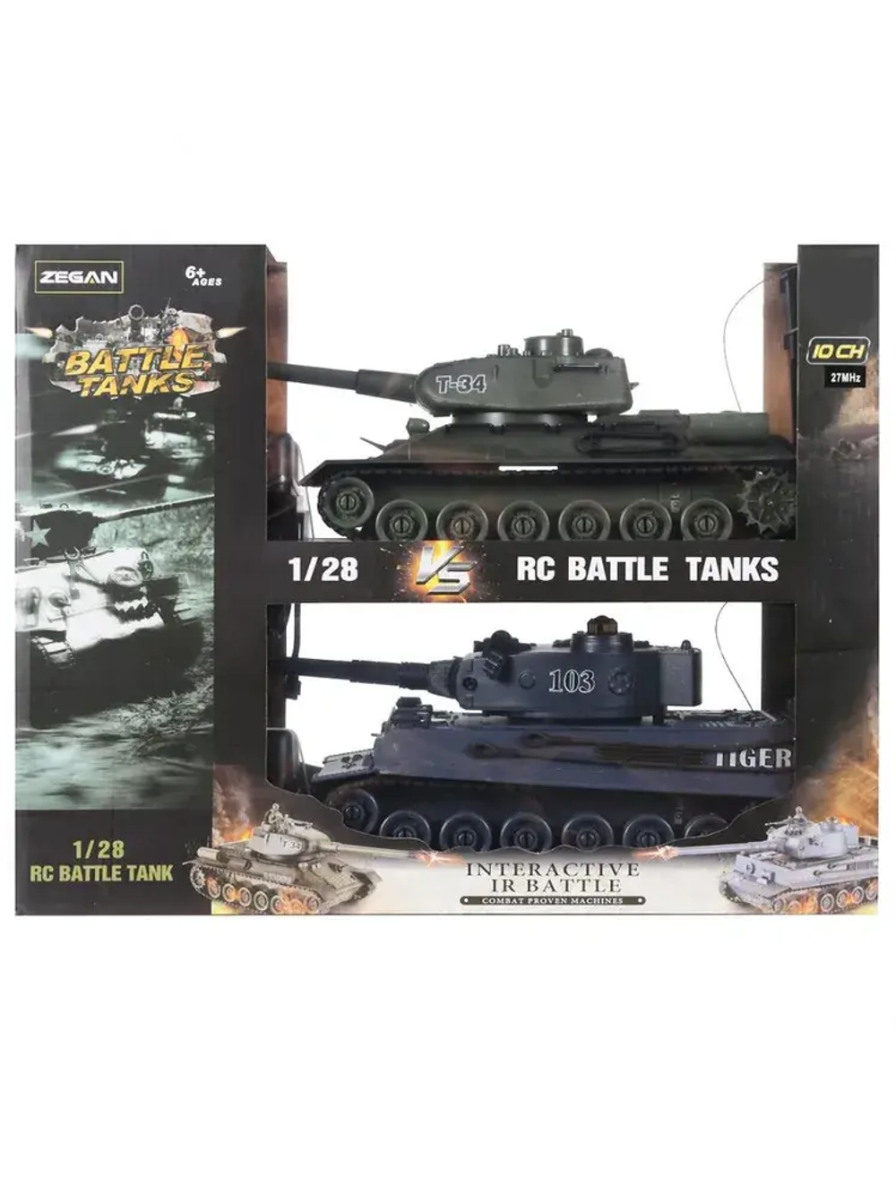 Радиоуправляемый танковый бой Zegan Т34 и Tiger масштаб 1:28 RTR 99824RU