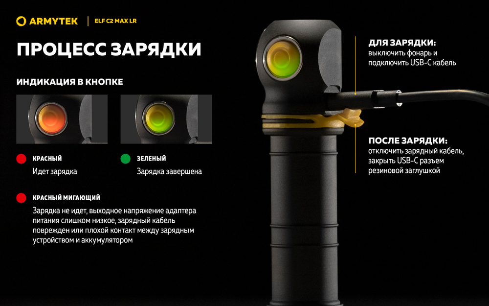 Фонарь Armytek Elf C2 Max LR USB-C Белый