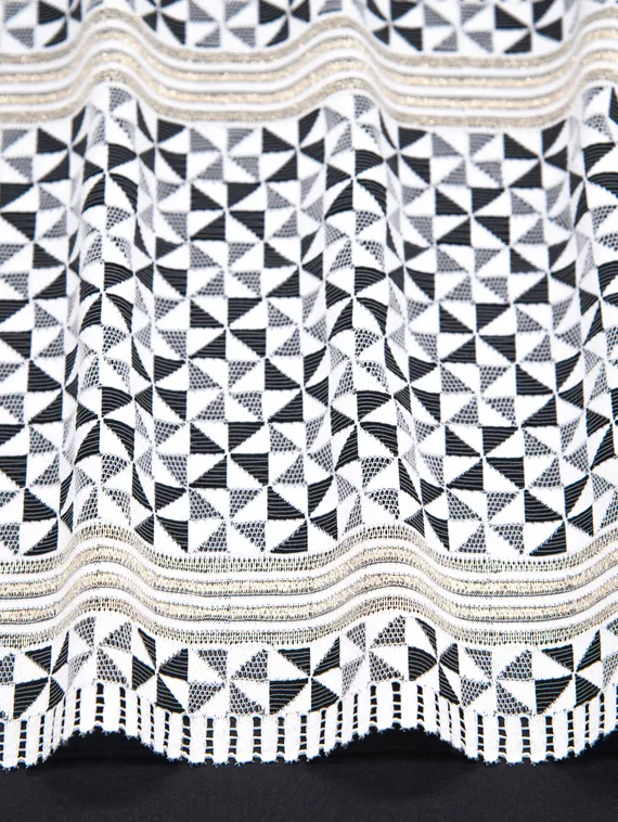 260 ОПТ Кружево эластичное 19,5 см, Италия, белый/черный