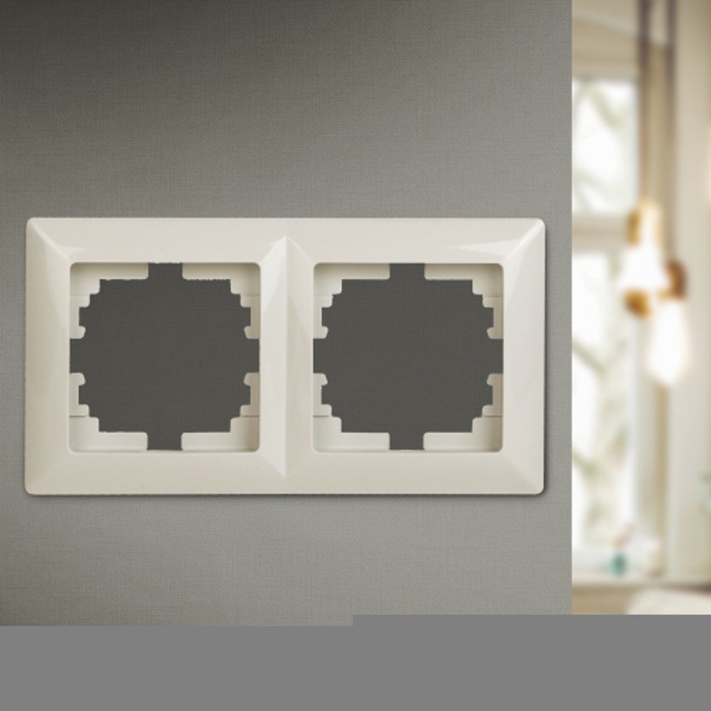 Рамка для розеток и выключателей Intro Solo 4-502-02 на 2 поста, СУ, слоновая кость