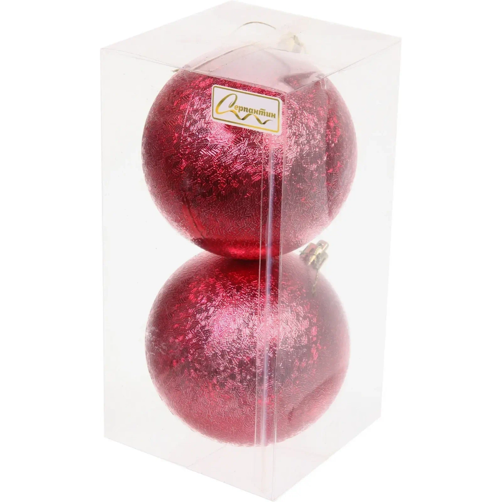 Новогодние шары 10см (набор 2шт) «Мягкий блеск», красный