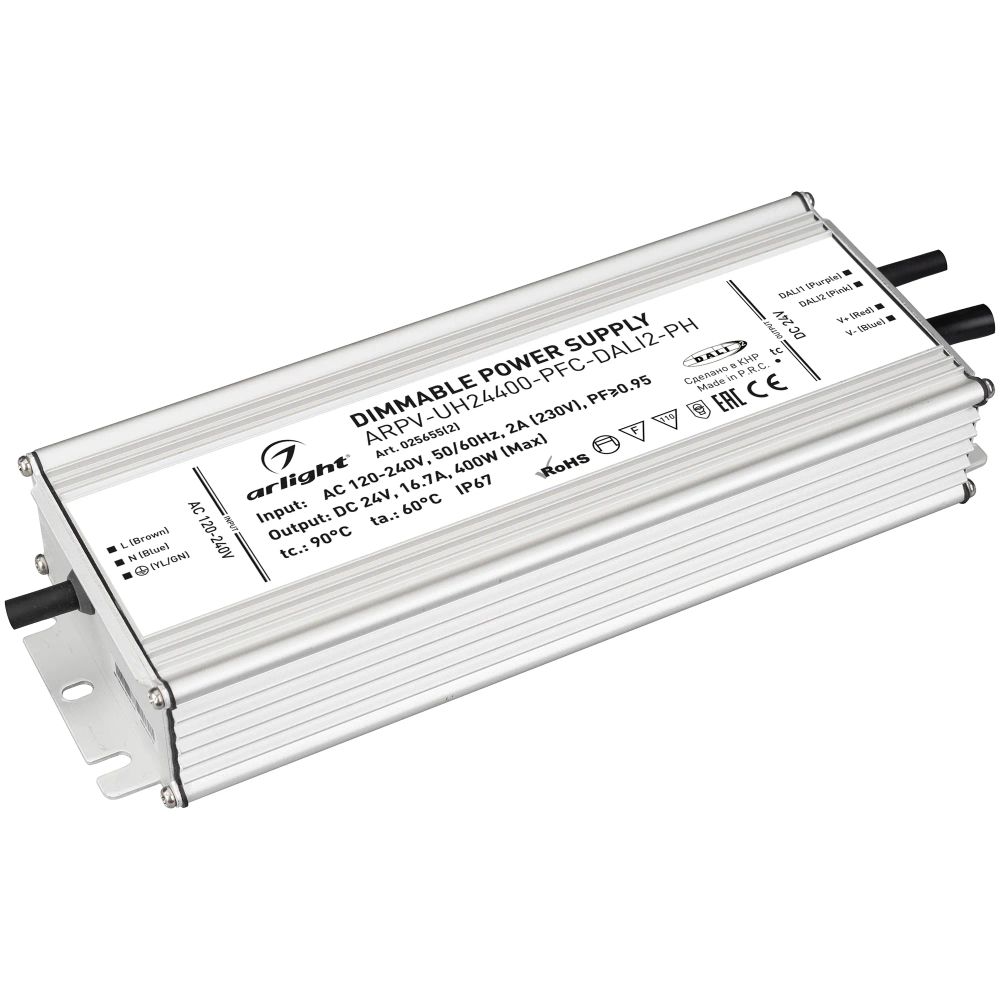 Блок питания ARPV-UH24400-PFC-DALI2-PH (24V, 16.7A, 400W) (Arlight, IP67 Металл, 7 лет) 025655(2)