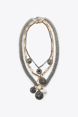 ZARA НАБОР ИЗ 3 ЦЕПОЧЕК С МЕДАЛЬОНАМИ, ЗОЛОТОЙ/СЕРЕБРЯНЫЙ