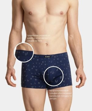 Трусы мужские боксеры (3шт), Atlantic 3MH-025/06,черный + голубой + темно-голубой