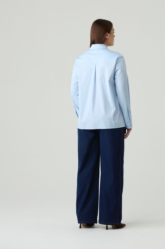 Рубашка со складками, голубая