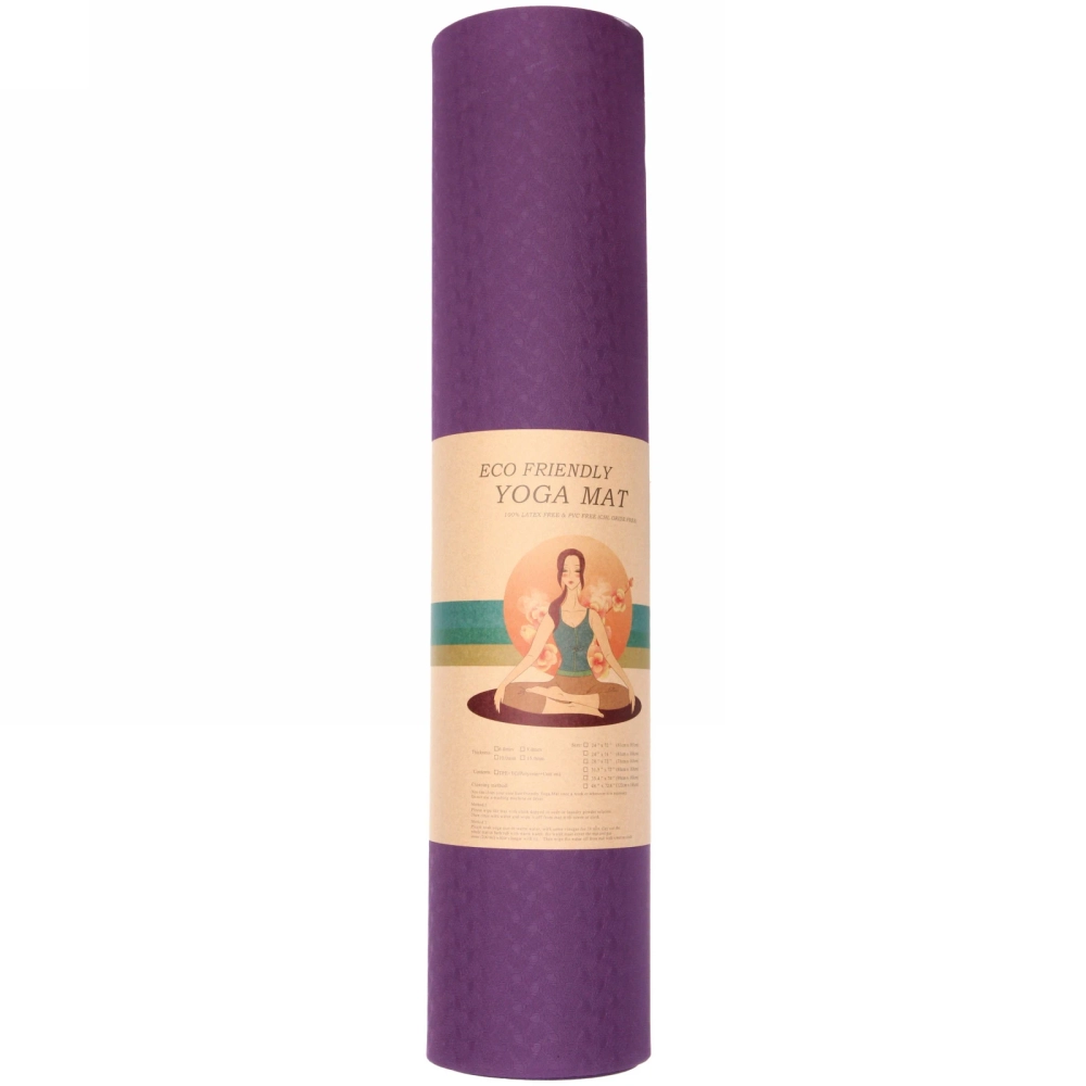 Коврик для йоги 6мм 61*183 см «Гармония» 2х сторонний, фиолетовый/розовый