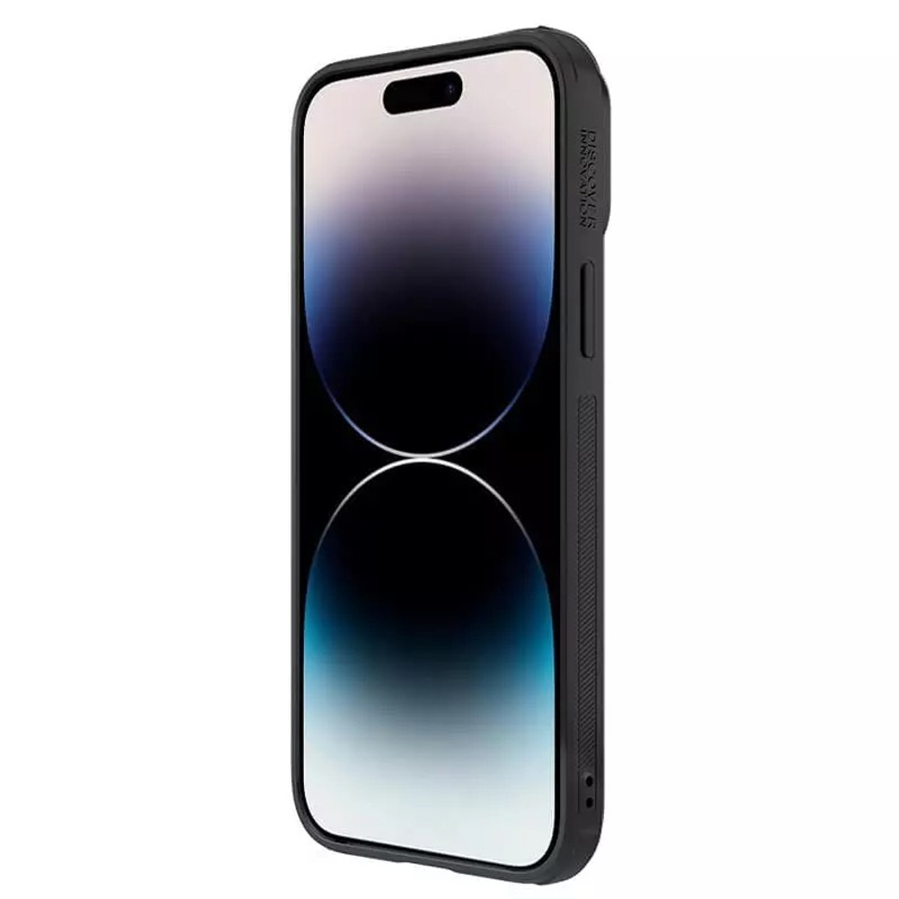 ? Чехол от Nillkin для iPhone 14 Pro, серия Synthetic Fiber S (покрытие  синтетический карбон), полуавтоматическая конструкция сдвижной крышки -  купить по отличной цене ? в интернет магазине caseport в Москве и СПб