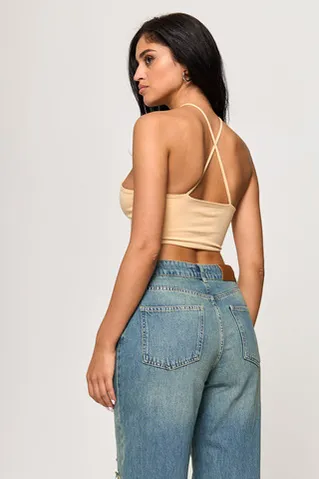 Топ с вырезом капля из хлопка цвета банан