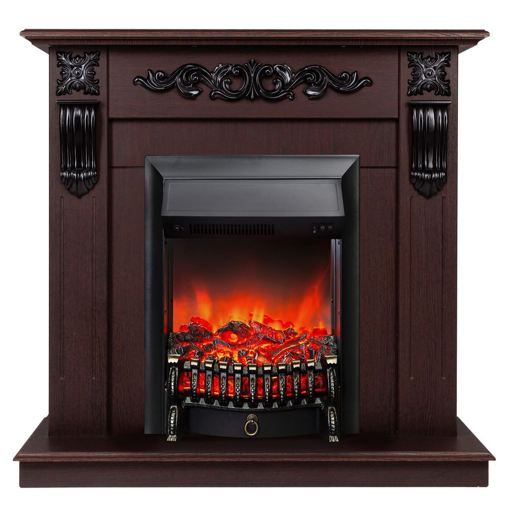 Электрокамин RealFlame Dominica DN орех с очагом Fobos Lux Black