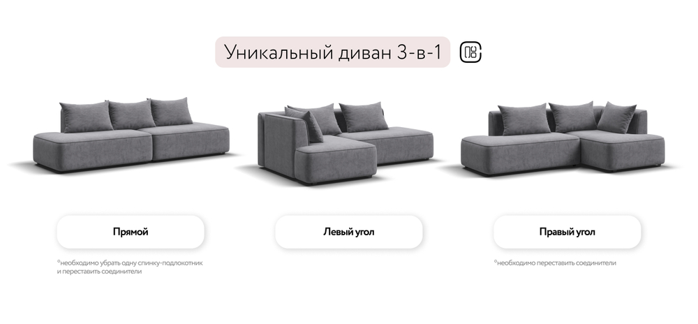 Угловой диван левый Кинг Твин Велюр Роял Агат(последний экземпляр)