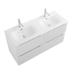 Тумба с раковиной подвесная BelBagno UNO-1200-4C-SO-BO Bianco Opaco, раковина белая BB-8099-120-2 с 2-я чашами