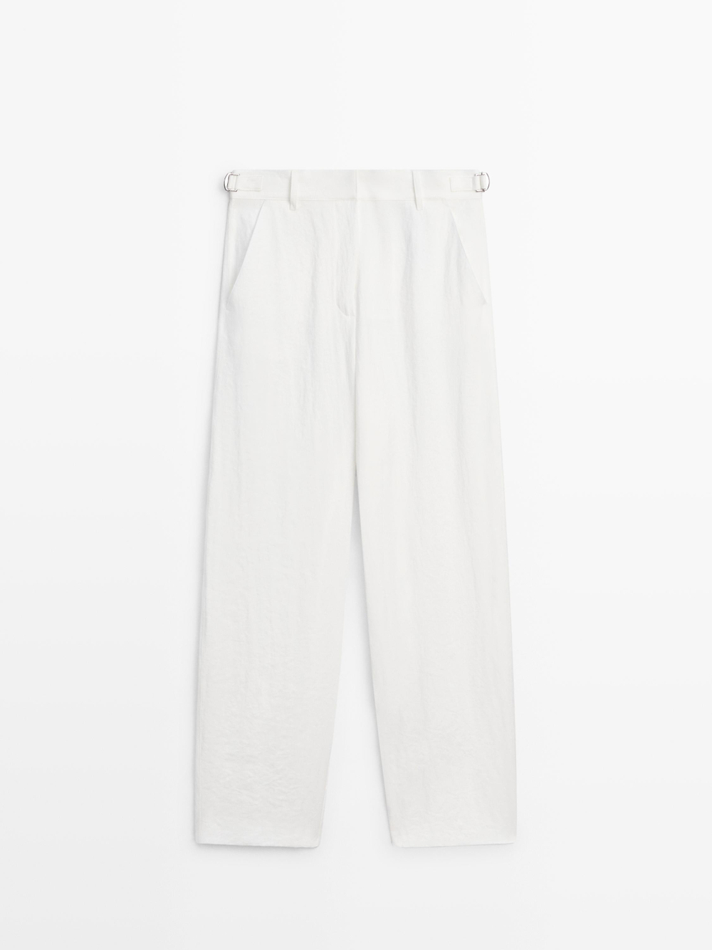 Massimo Dutti Струящиеся брюки с пряжками, белый