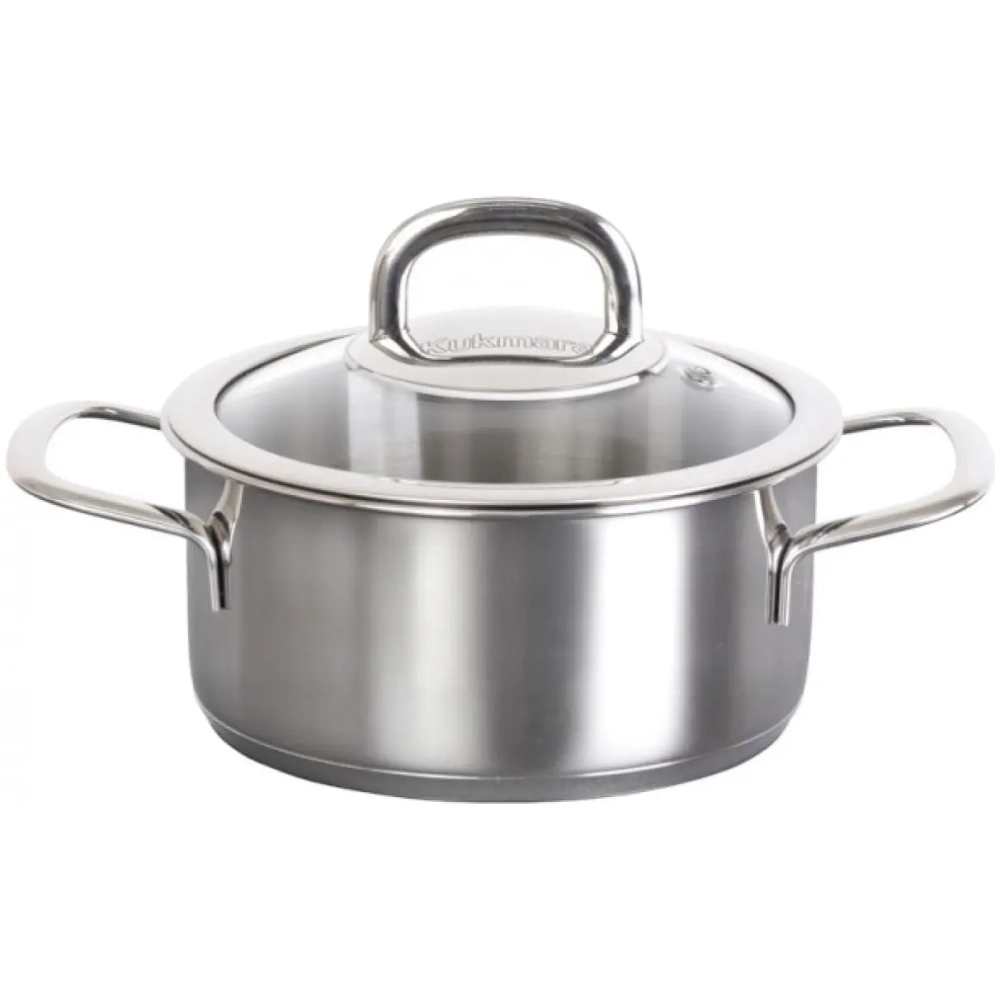 Кастрюля из нержавеющей стали 1,2л «SAFIA» со стеклянной крышкой д.16см