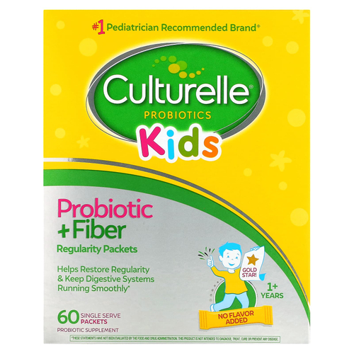Culturelle, пробиотики с клетчаткой для нормальной работы кишечника, для детей от 1 года, без ароматизаторов, 60 порционных пакетов