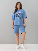 Костюм с шортами КНф-101П/голубой