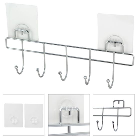 Вешалка с 5 крючками с креплением "SMART STICKER" Besser BS 0177 ( 31,5х4,5х8,5 см) хромированная