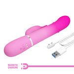 Розовый вибратор-кролик 22,6см с вращением и массажем бусин Pretty Love Rabbit Vibrator Shima Pink BW-500051-4