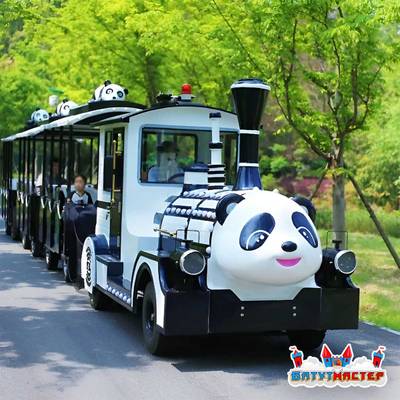 Детский безрельсовый аттракцион «В гостях у Панды», 3 вагона, 10 мест, с музыкой