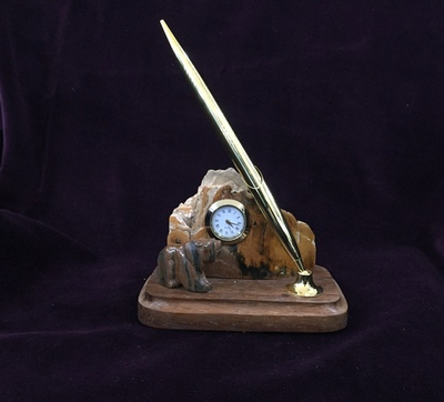 Письменный набор с часами "Медведь"