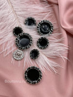 Пуговицы серебряные с черной эмалью и ажурным краем