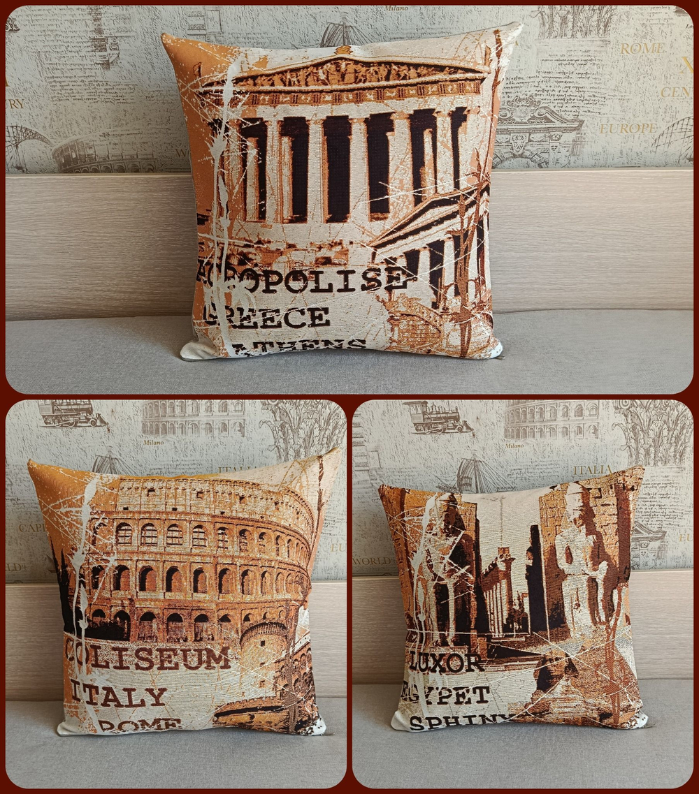 Декоративный гобеленовый чехол для интерьерной подушки Колизей 47х47