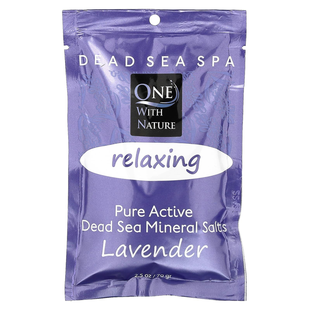 One with Nature, Dead Sea Spa, минеральные соли, расслабляющая лаванда, 70 г (2,5 унции)