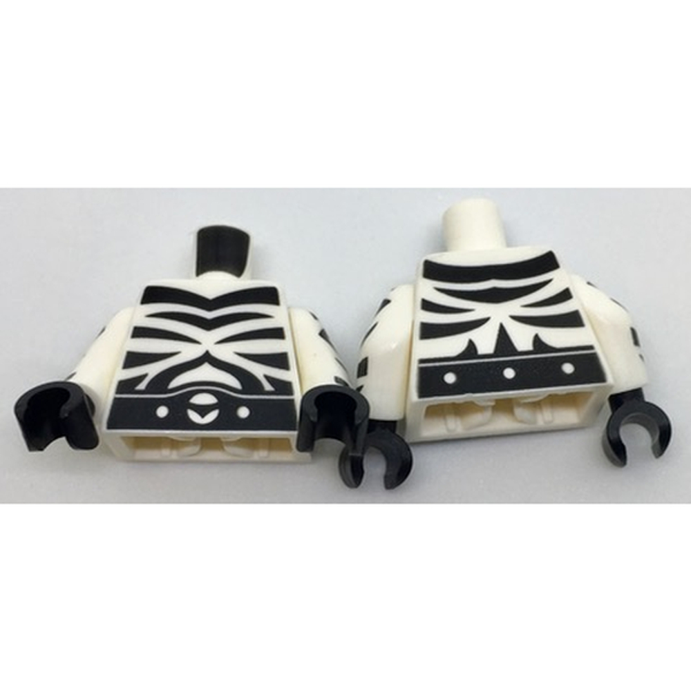 Туловище супергероя с черными полосками в виде зебры и поясом спереди и сзади / Белые руки с черными полосками в виде зебры / Черные кисти рук 973pb2628c01