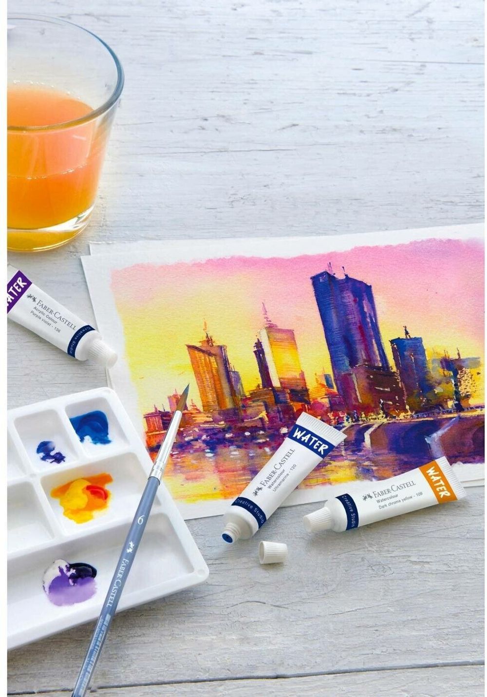 Акварель художественная Faber-Castell "Watercolours", 24цв., 9мл, туба, картон. упаковка