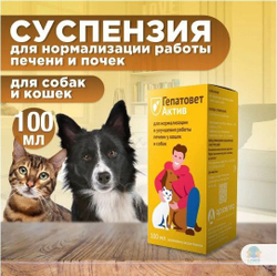 Apicenna Гепатовет Актив для собак и кошек, суспензия для нормализации и улучшения работы печени, 50 мл. Метионин.