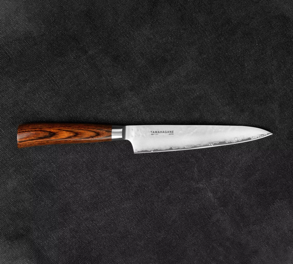 Tamahagane - Универсальный нож Tsubame Brown 15см. / артикул   SNH-1107  / GTIN 4906496716073