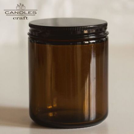 Банка янтарная с черной крышкой, 250 мл