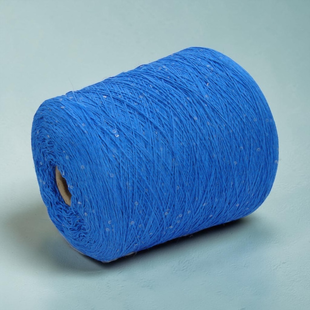 Бобинная пряжа Cotton Paillettes (Blu)