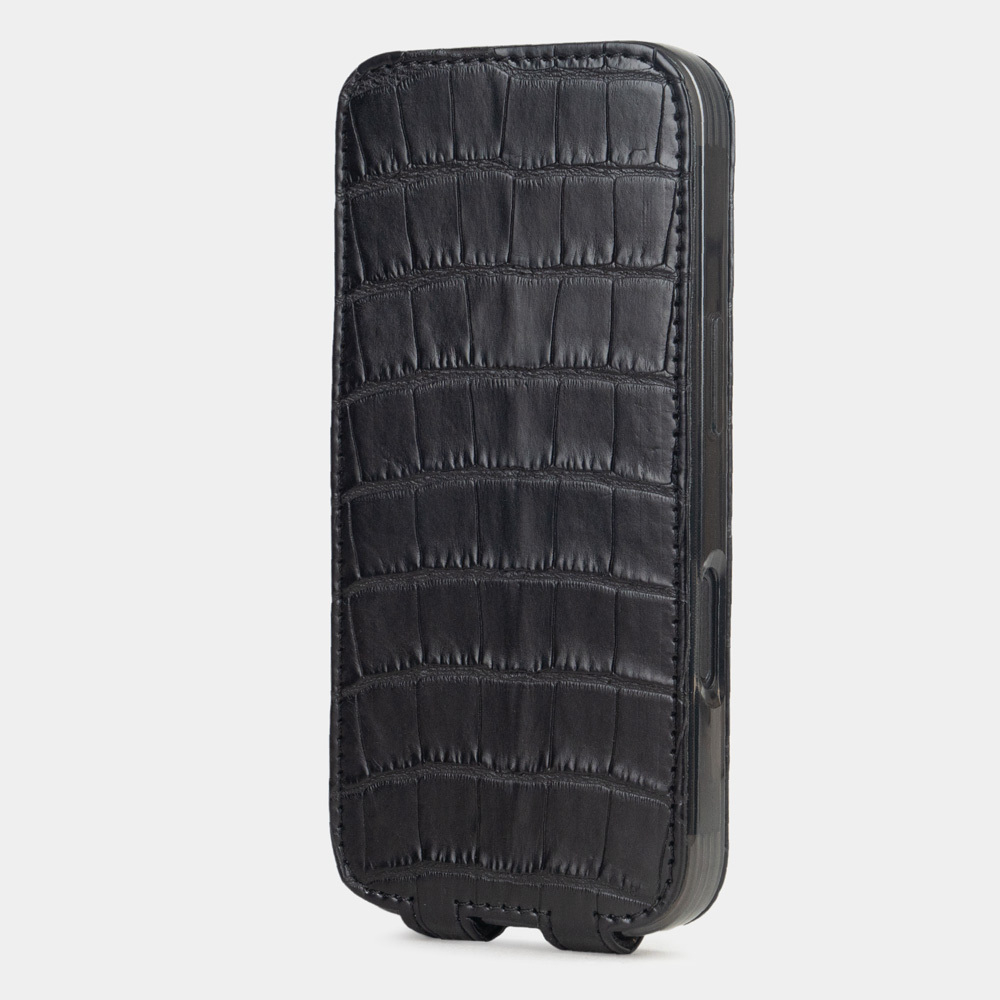 Чехол для iPhone 17 Pro Max из кожи аллигатора, черного цвета