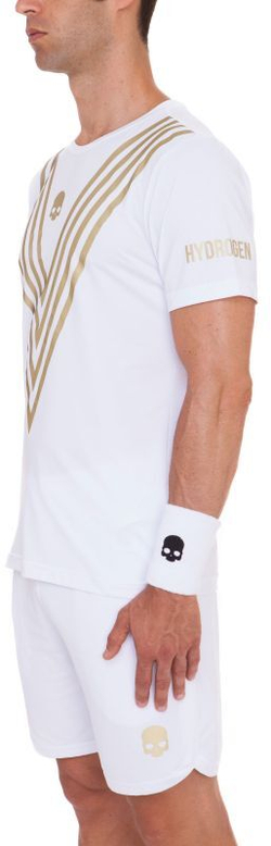 Мужская теннисная футболка Hydrogen Tech Victory T-Shirt - white/gold