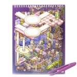 Румбокс, наклейки для творчества - антистресс блокнот, 200*265 мм, "Animal Party", фиолет, XXL, 3D стикеры, 6 комнат, в комплекте пинцет, пакет с европодвесом