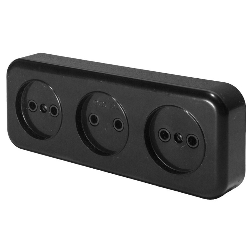 Розетка 3-местная без заземляющего контакта. 250В. 16А. IP20. PST16-50-20  RA 16-344-БЖ . слоновая кость