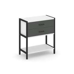 Shelf System Односекционный стеллаж двухярусный с ящиками SN.STM-212 Белый/Антрацит/Металл Черный 81