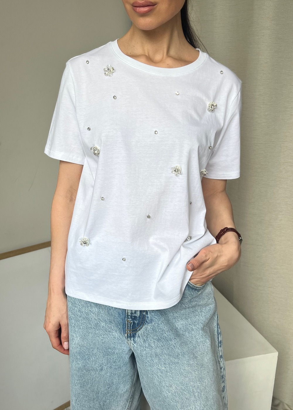 Хлопковая футболка Zara, L