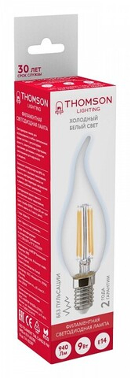 Лампа светодиодная Thomson Filament TAIL Candle E14 9Вт 6500K TH-B2387