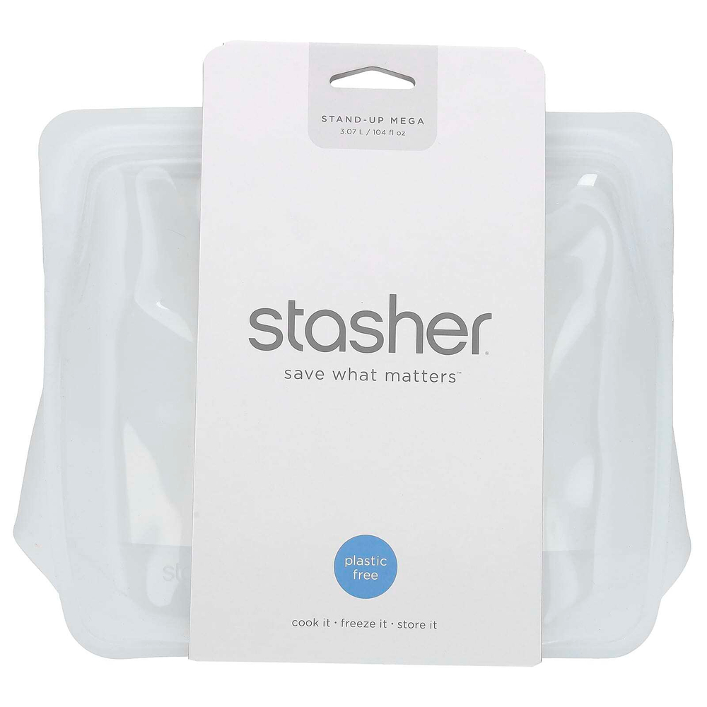 Stasher, Stand-Up Mega, силиконовый пакет для хранения, прозрачный, 3,07 л (104 жидк. унц.)